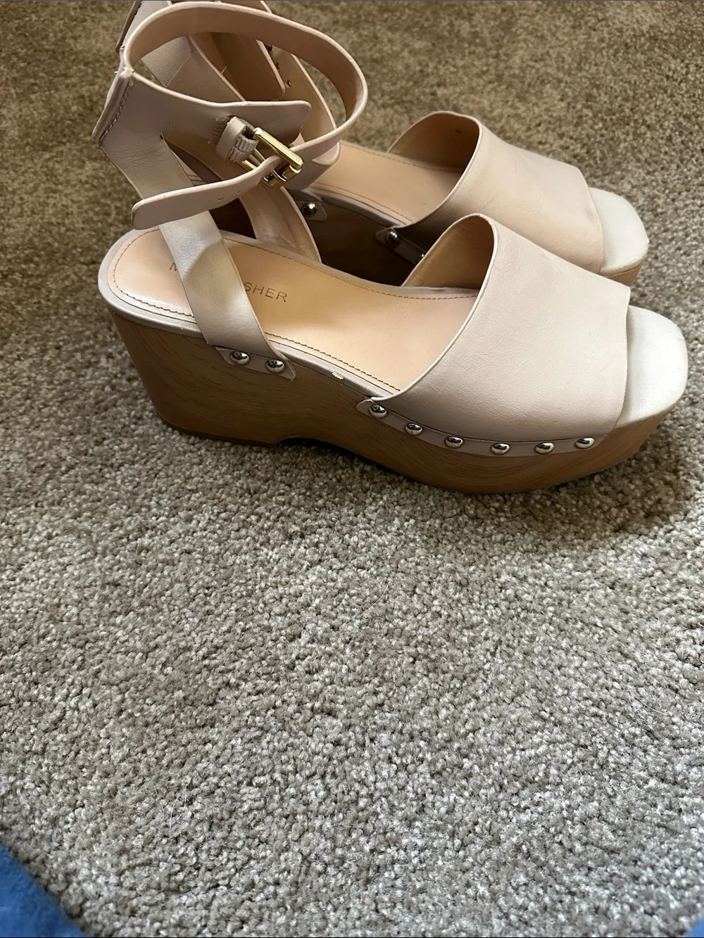 Marc Fisher Nude Ankle-Strap Platform Sandals